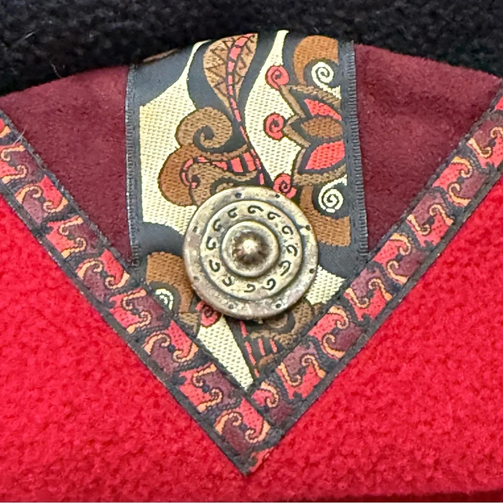 Vintage Red Rover Fleece Polartec‎ Hat Artsy Cuffed Beanie Bucket 90s Women’s L